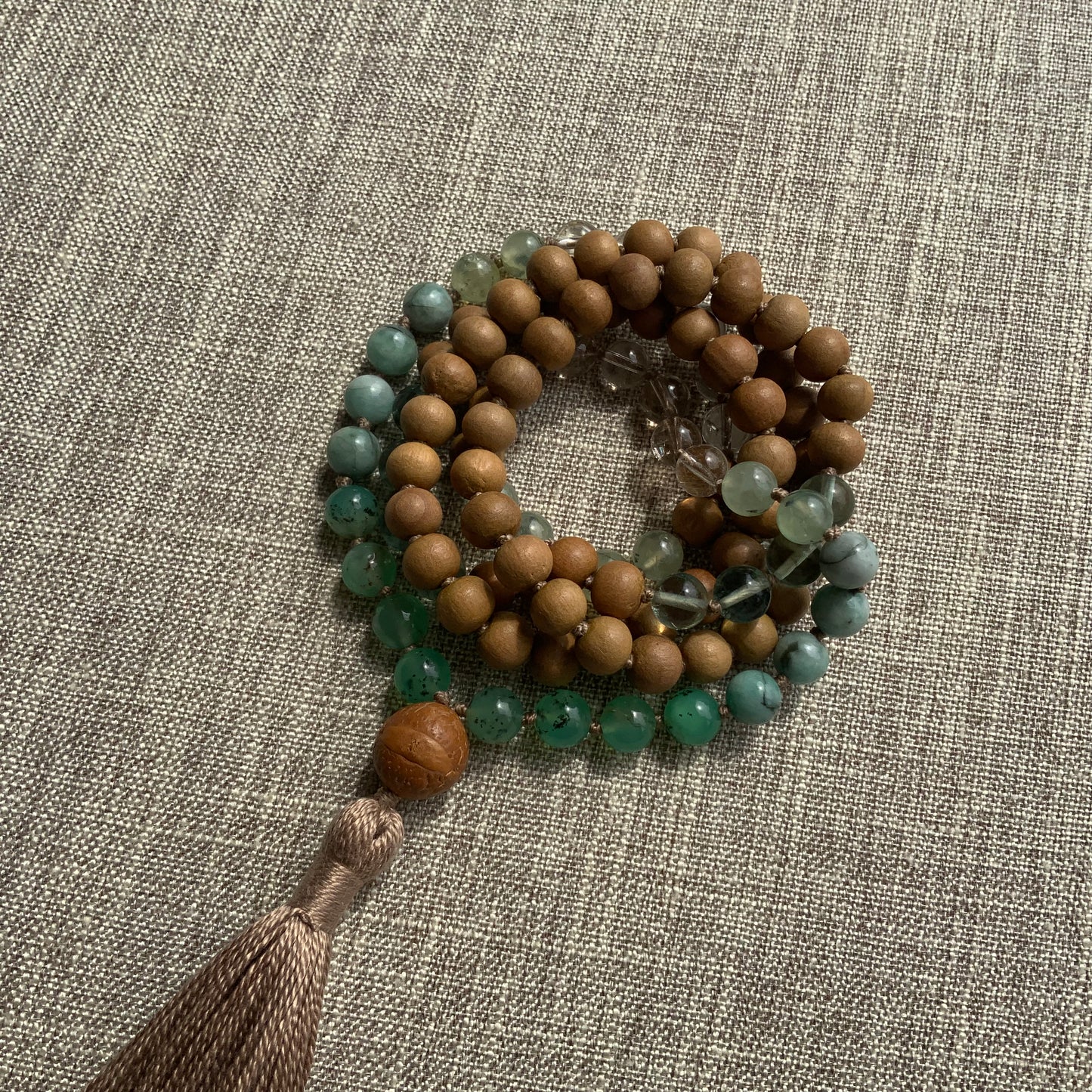 Soul Healer Mala Necklace | Gemstone & Sandalwood 108 Knotted Mala Beads