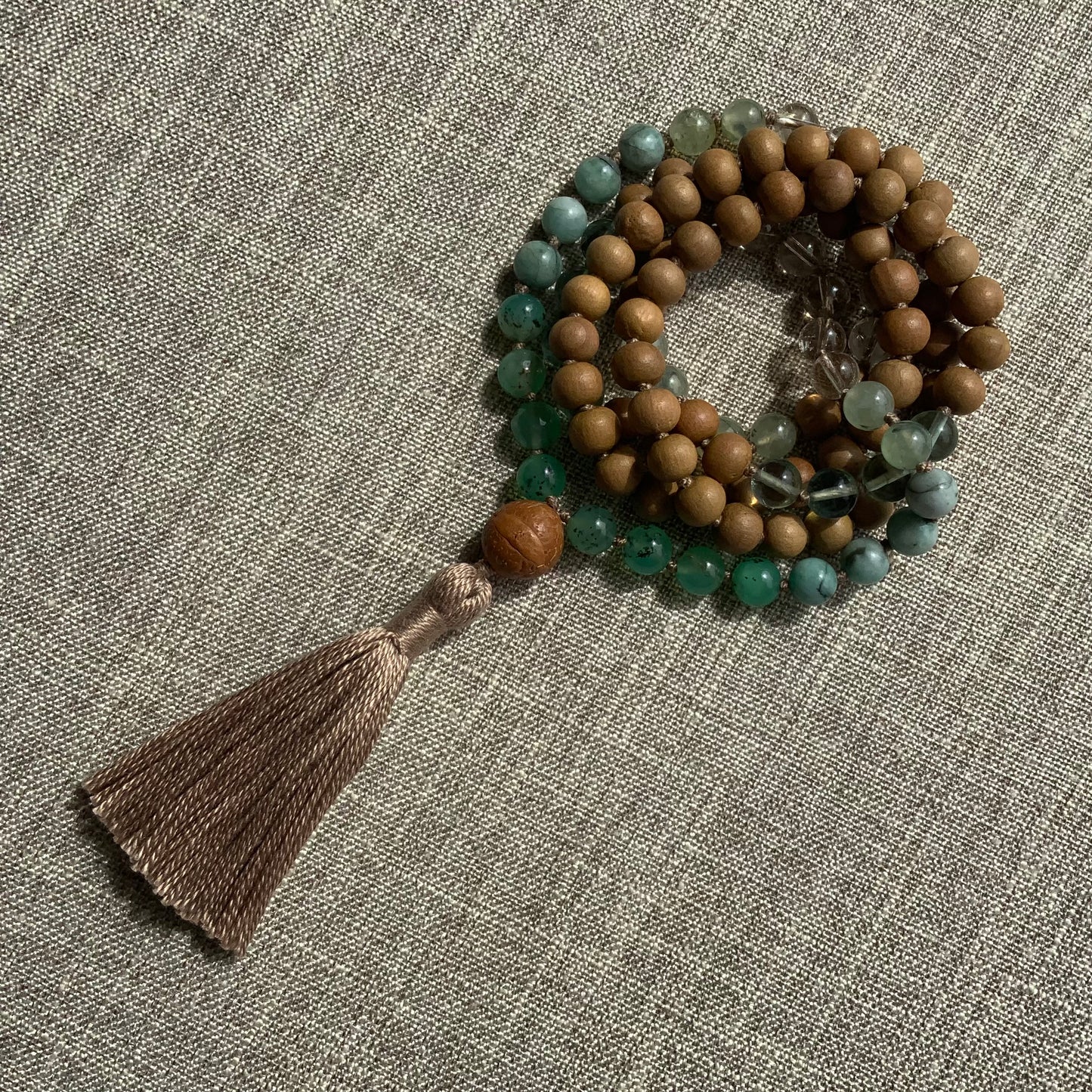 Soul Healer Mala Necklace | Gemstone & Sandalwood 108 Knotted Mala Beads