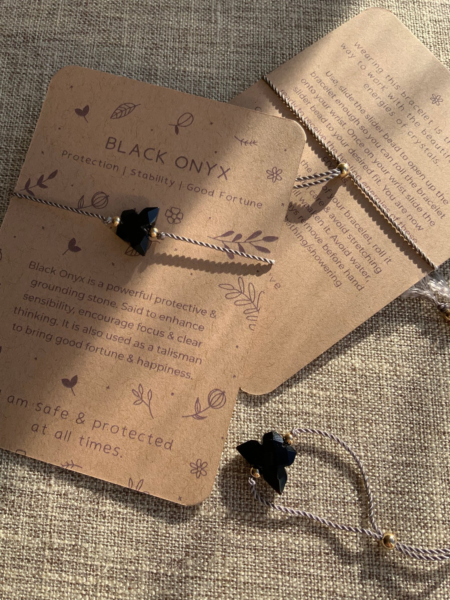 Black Onyx Butterfly Bracelet | Adjustable Bracelet
