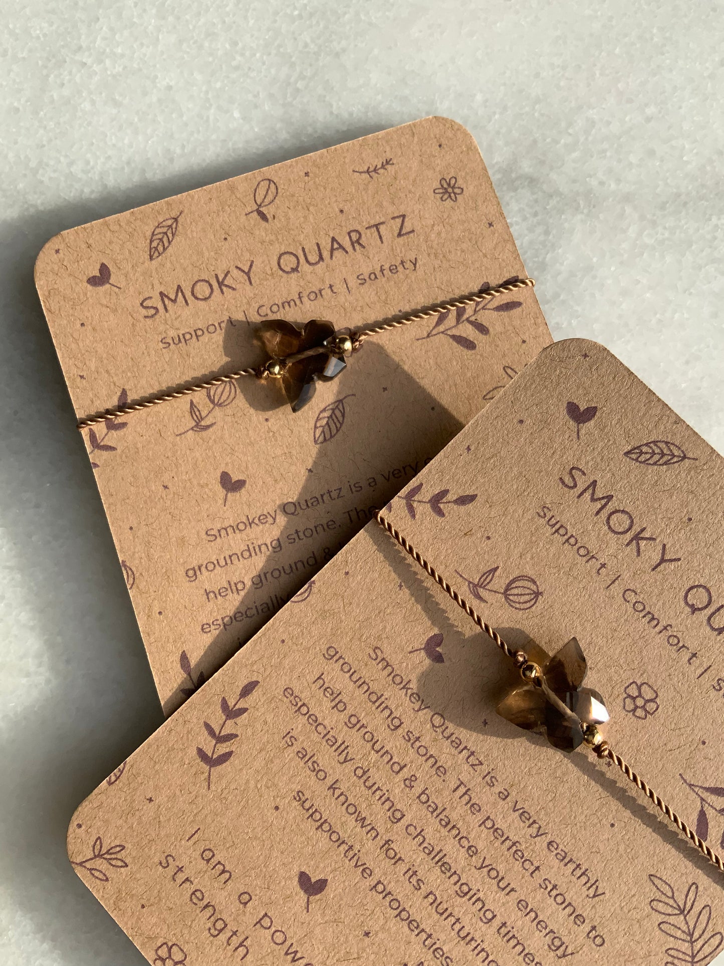 Smoky Quartz Butterfly Adjustable Bracelet