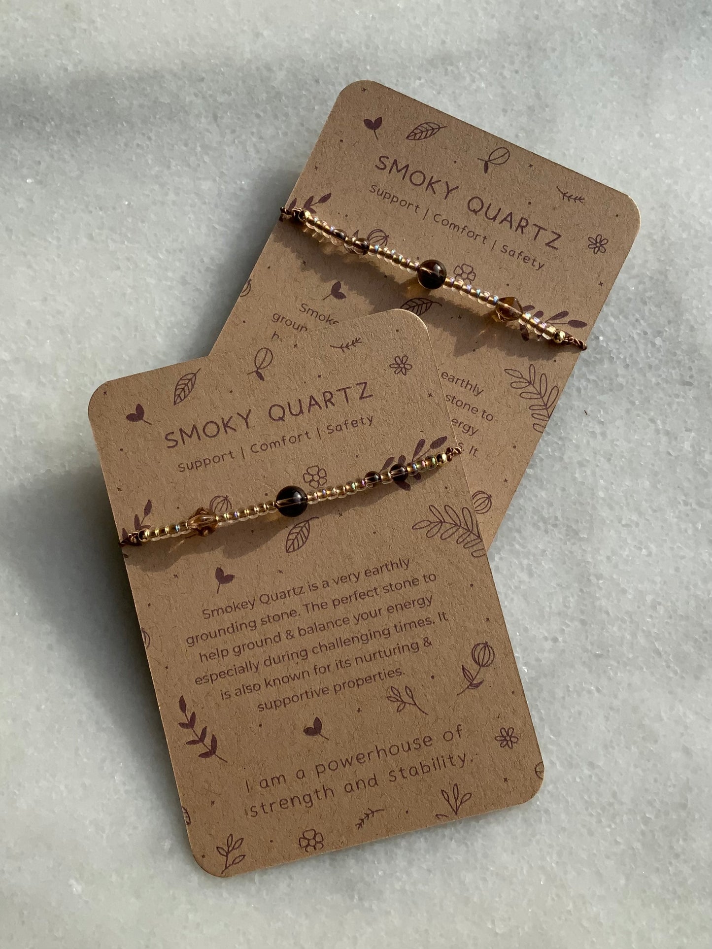 Smoky Quartz Skinny Cord Adjustable Bracelet