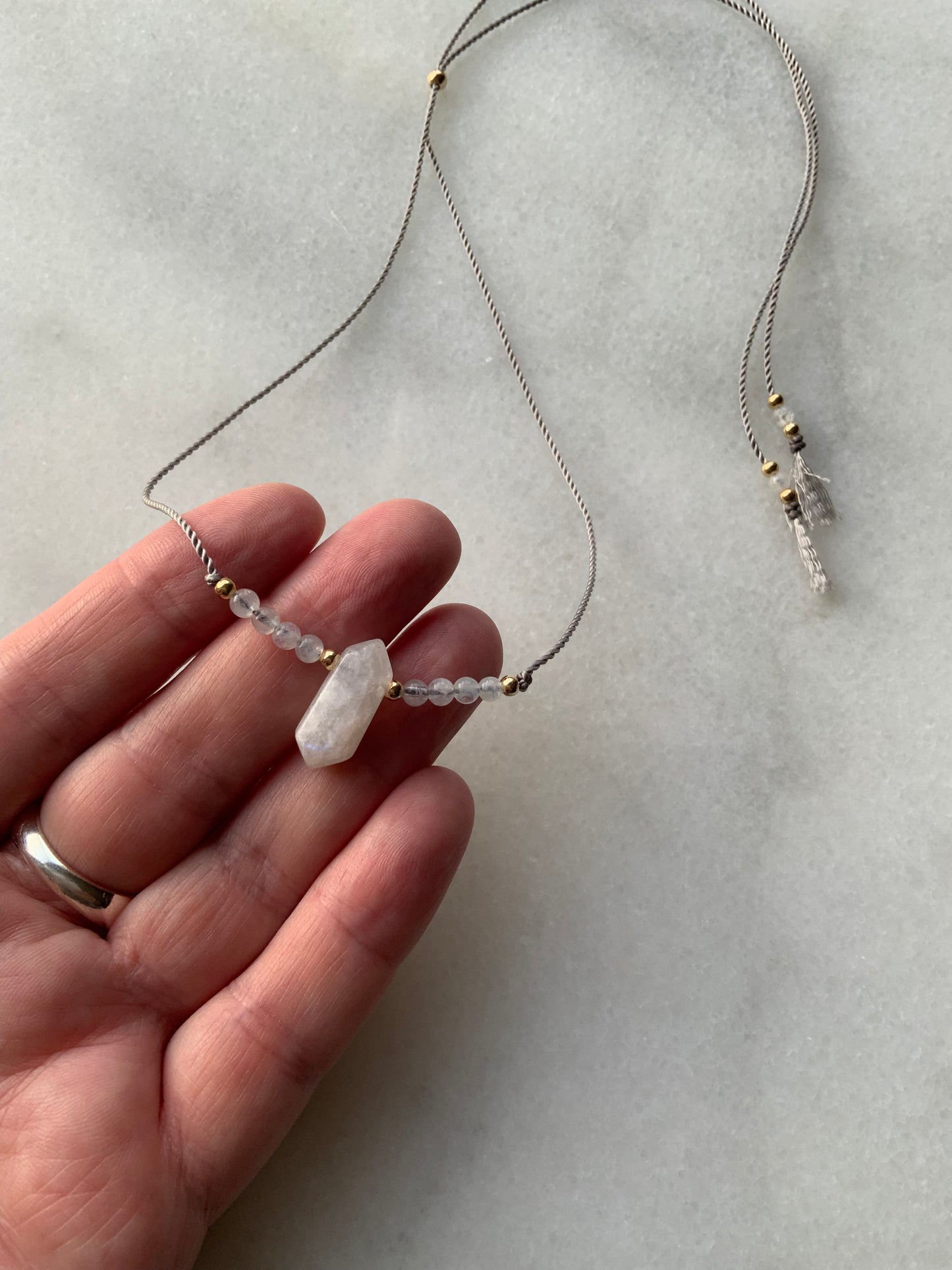 Moonstone Adjustable DT Pendant Necklace