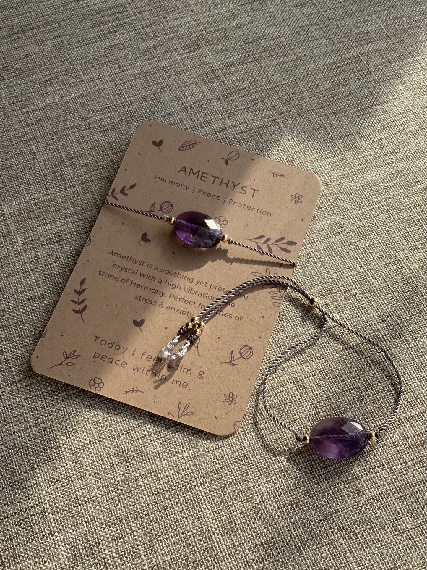 Oval | Amethyst Adjustable Bracelet | Crystal Healing Bracelet | One Size Fits All | High Quality | Vegan Cruelty free | Gift Idea