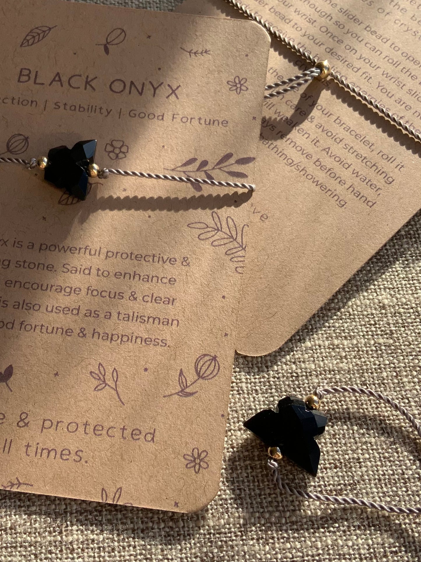Black Onyx Butterfly Bracelet | Adjustable Bracelet