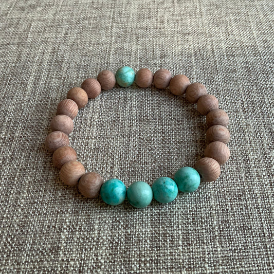 Inner Wisdom | Peruvian Turquoise With Rosewood | Aromatherapy Diffuser Bracelet | Crystal Healing Bracelet