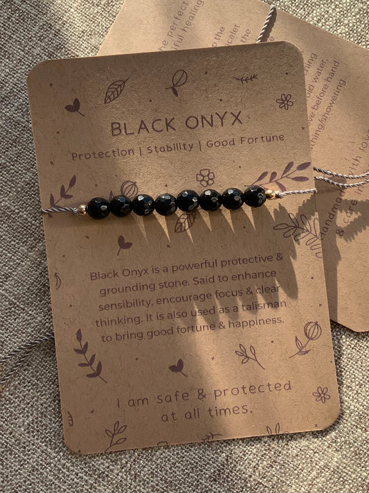 Black onyx Lucky 8 Bracelet | Adjustable Bracelet
