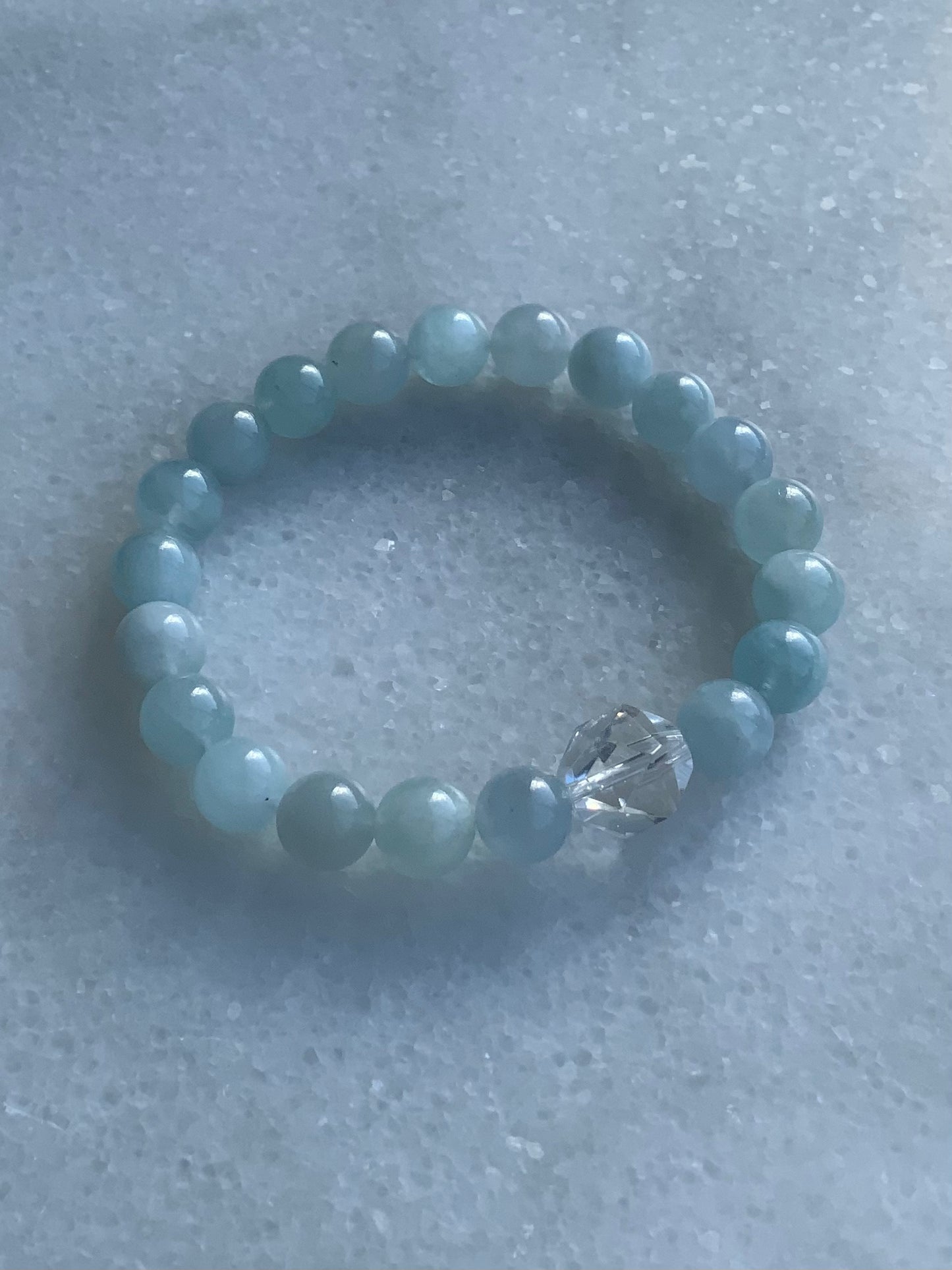 Aquamarine With Clear Quartz Stretchy Bracelet