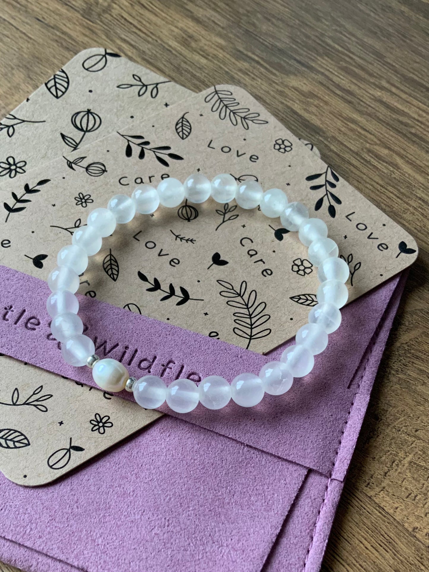 Selenite & Pearl Stretch Bracelet