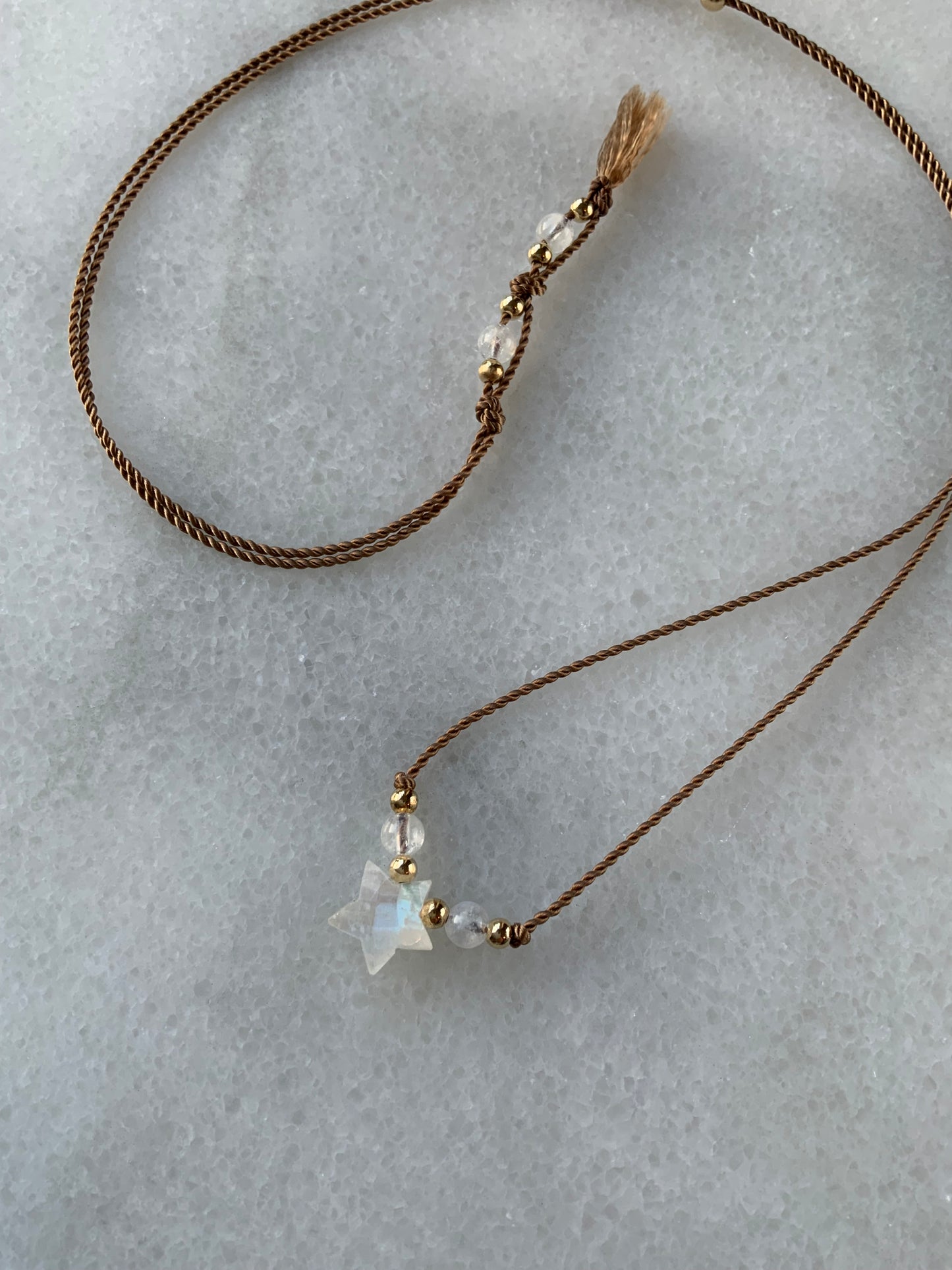 Luminous Adjustable Moonstone STAR Necklace