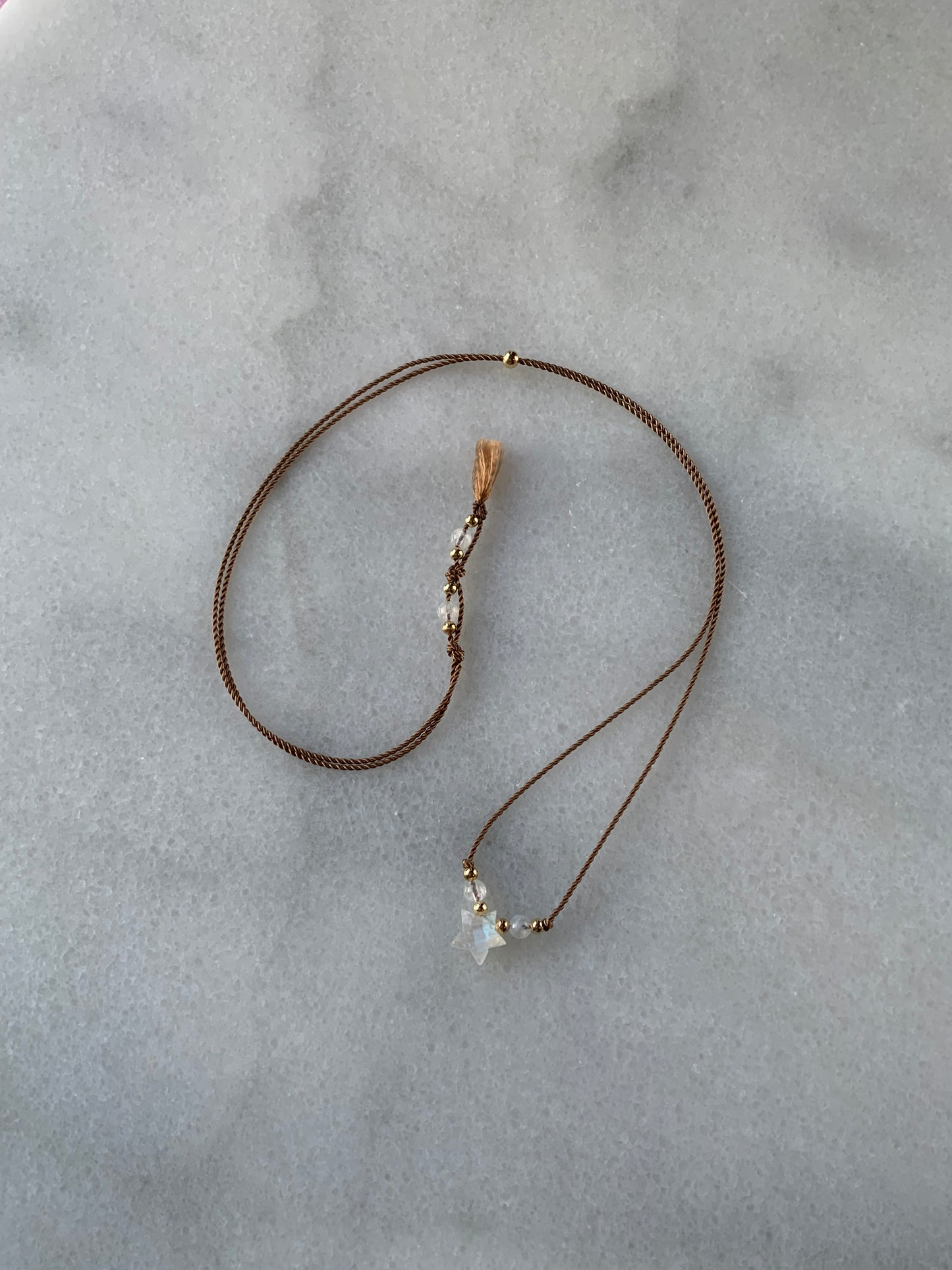 Luminous Adjustable Moonstone STAR Necklace