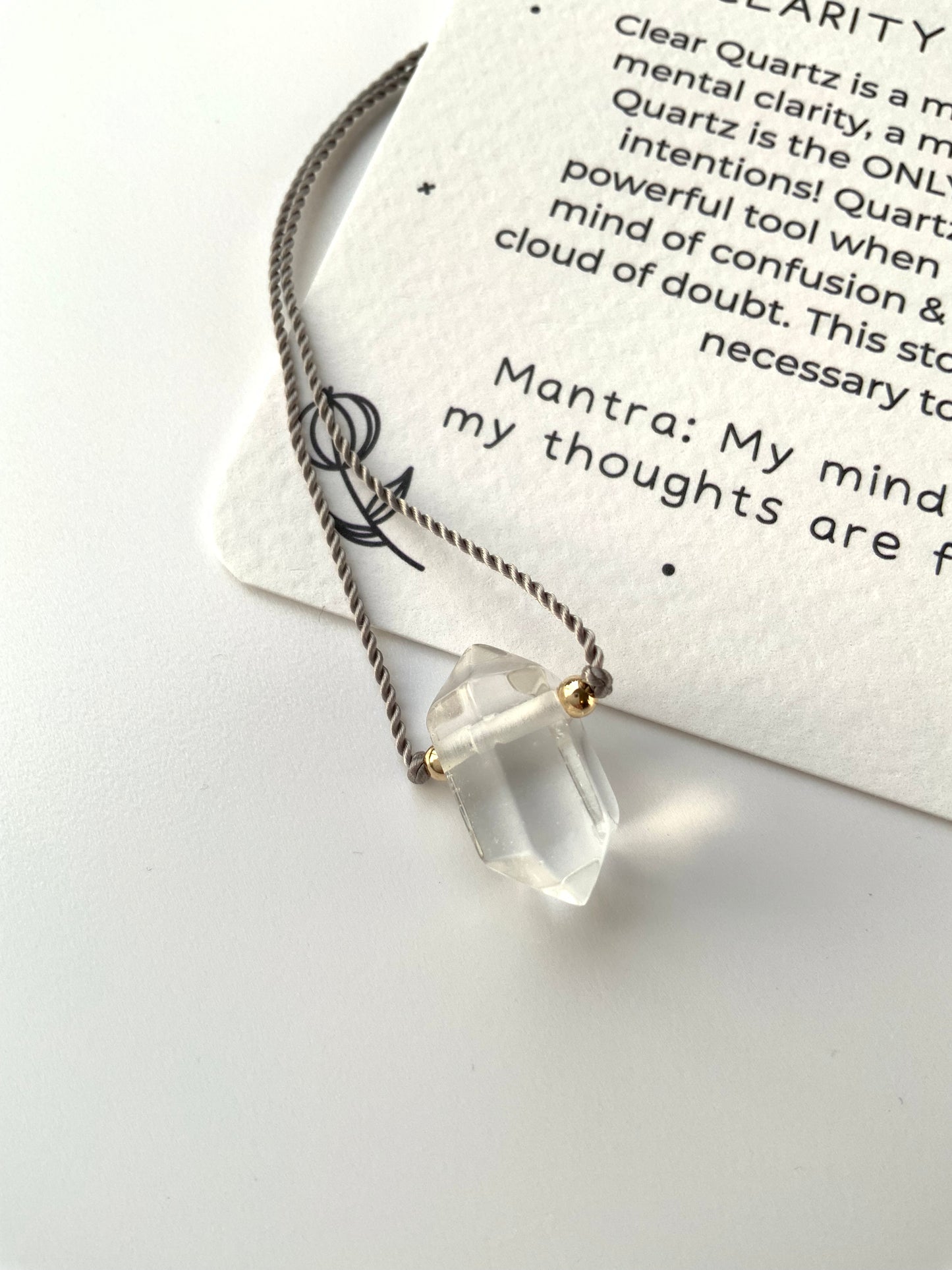 Clarity Adjustable Double Terminated Pendant Necklace | Clear Quartz Necklace