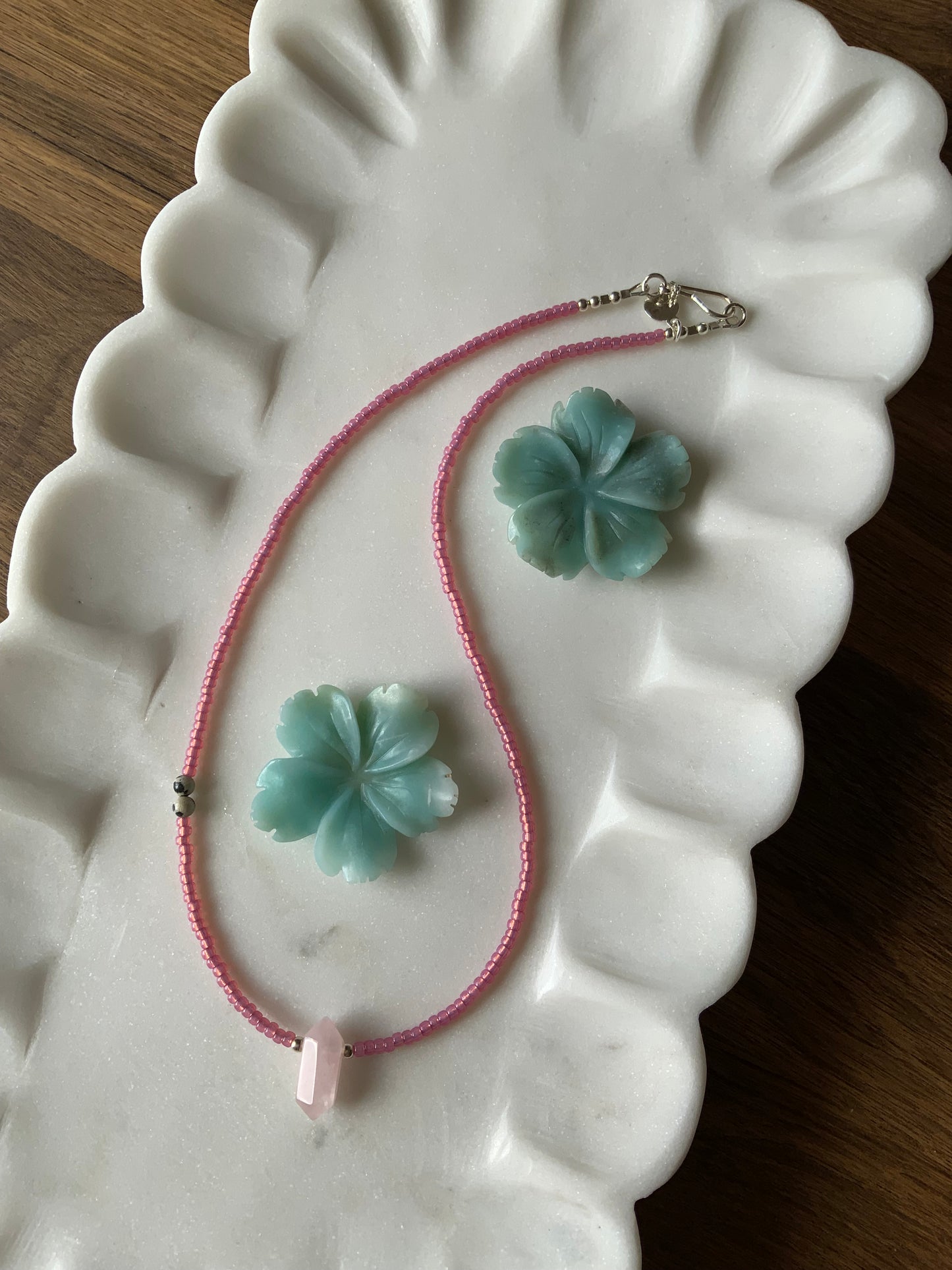 The Zoe Rose Quartz DT Pendant Necklace