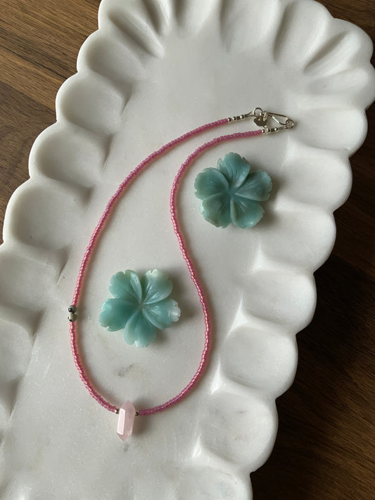 The Zoe Rose Quartz DT Pendant Necklace